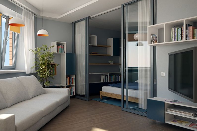 Layout of a one-room apartment - photo