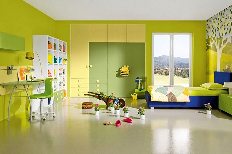 Verde com amarelo - A combinação de cores no interior