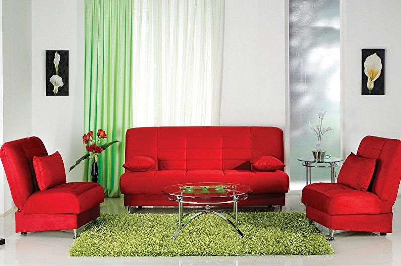 Vert avec rouge - La combinaison de couleurs à l'intérieur