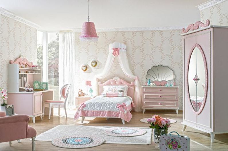 Recursos de design do quarto infantil rosa