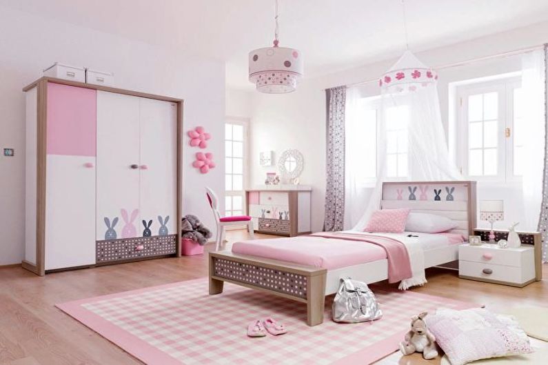 Design de quarto de bebê rosa - móveis