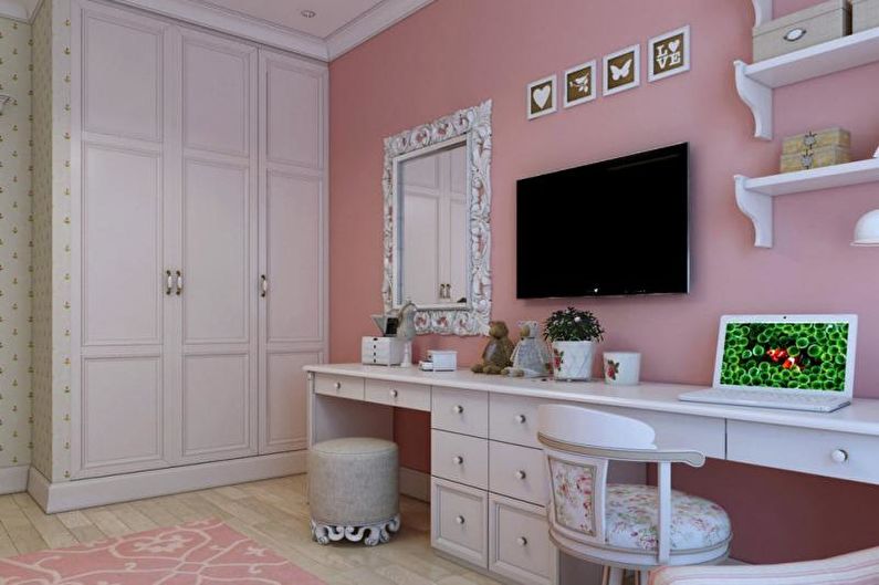 Design de quarto de bebê rosa - móveis