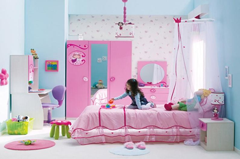 Habitación rosa para niños - foto de diseño de interiores