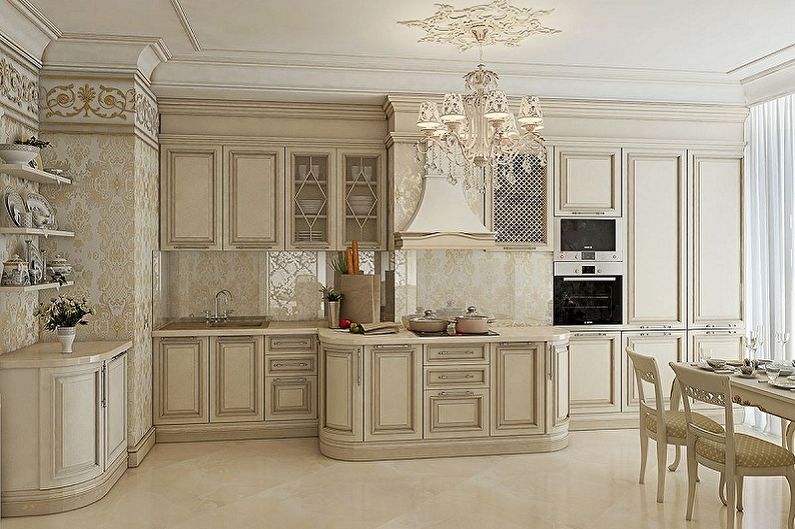 Cuisine de style classique beige - Design d'intérieur