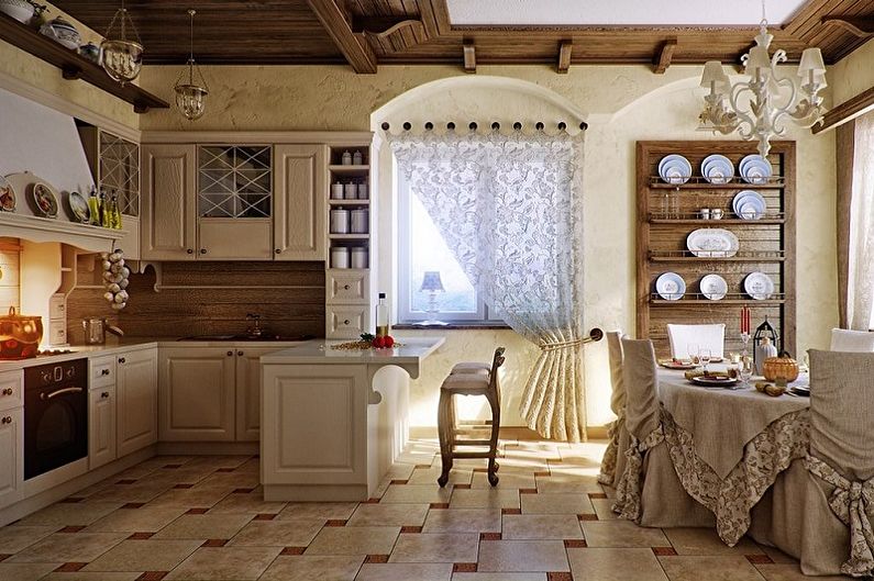 Beige Country Style Kitchen - Diseño de interiores