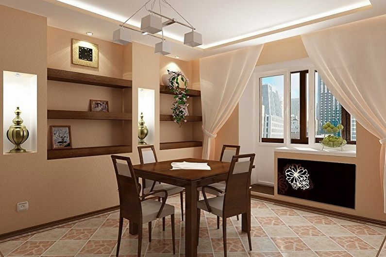 Design da cucina beige - Finitura a soffitto