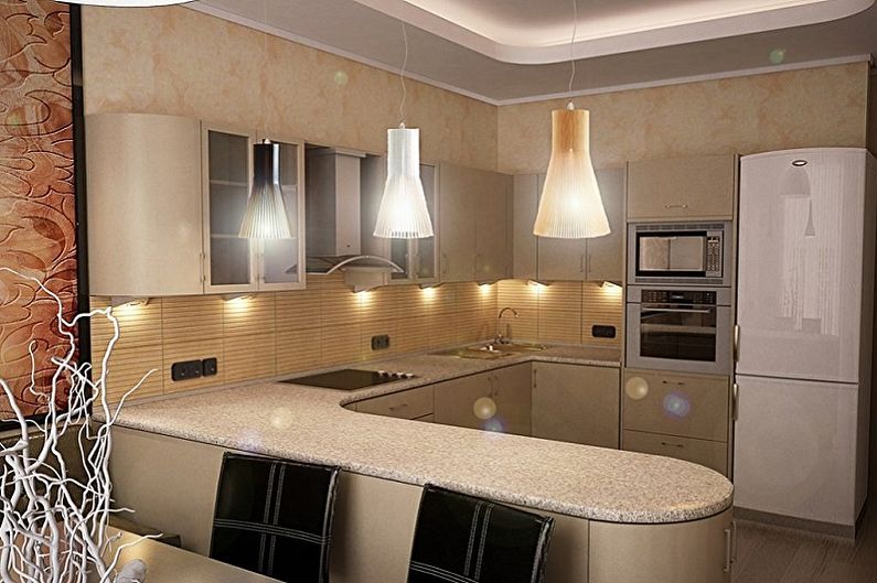 Beige Kitchen Design - Iluminación