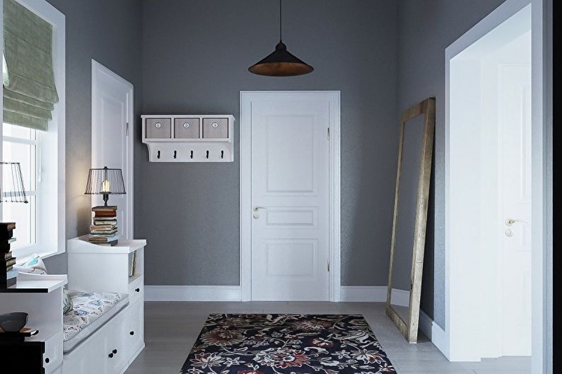 Gray hallway in the Scandinavian style - Interior Design