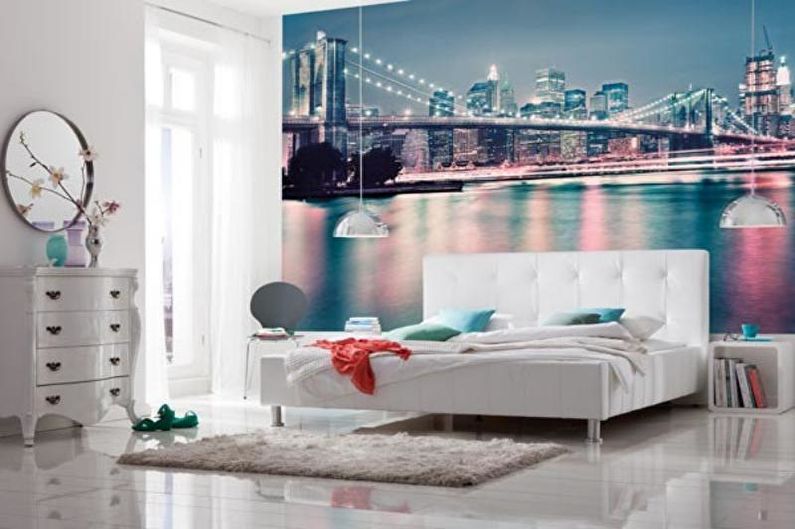 3D-wallpaper in the interior of the bedroom