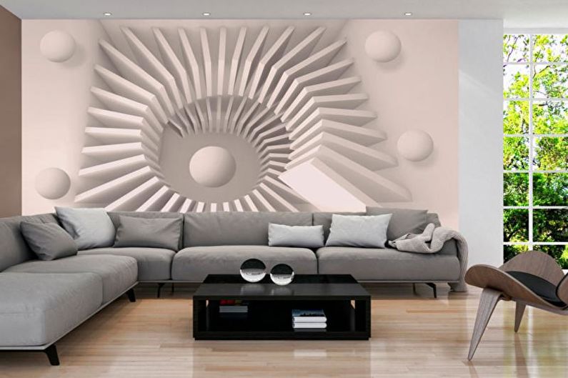 3D-wallpaper in the interior of the living room