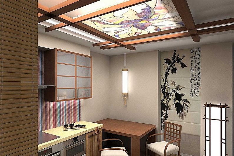 Diseño de cocina de estilo oriental - Acabado de techo