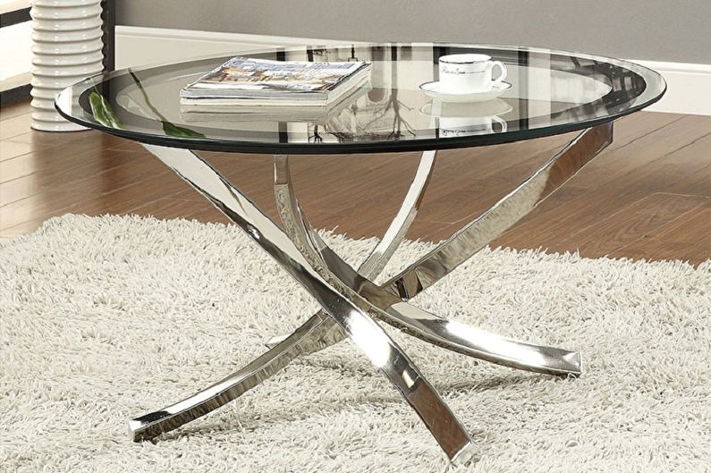 Types of glass coffee tables - Depending on the number and type of legs