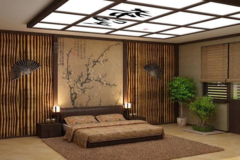 Chambre beige de style japonais - Design d'intérieur