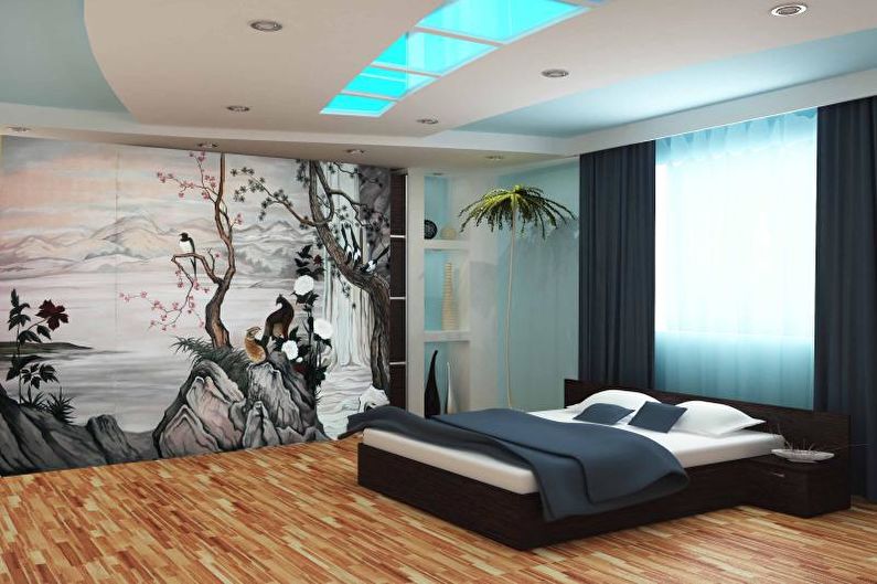 Design de quarto de estilo japonês - decoração de parede