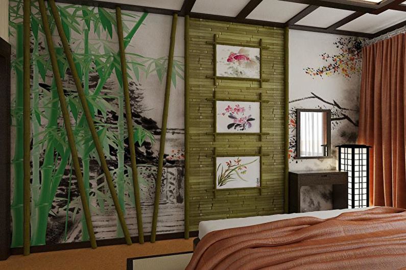 Design de quarto de estilo japonês - decoração de parede