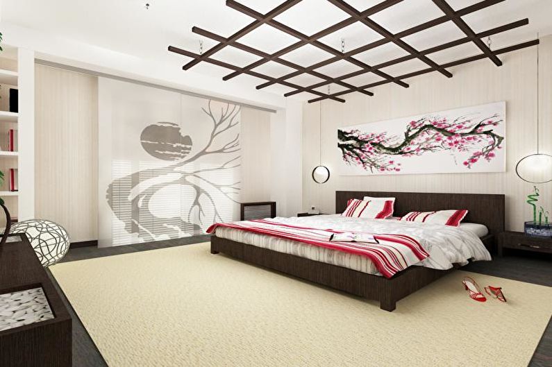 Diseño de dormitorio de estilo japonés - Acabado de techo