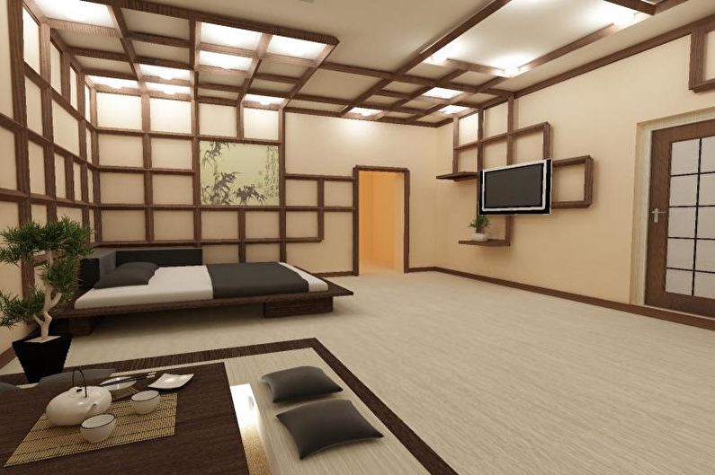 Diseño de dormitorio de estilo japonés - Acabado de techo