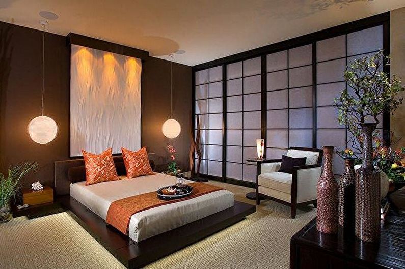 Dormitorio de estilo japonés - foto de diseño de interiores