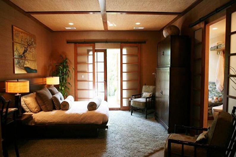 Japanese-style bedroom - interior design na larawan