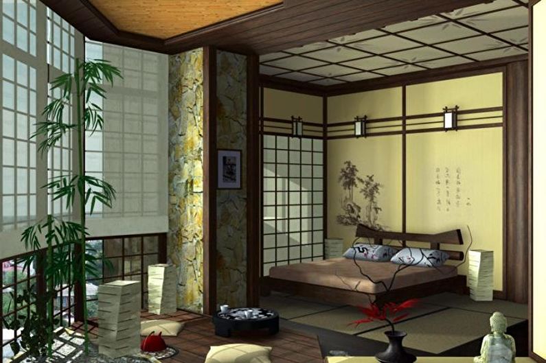 Dormitor în stil japonez - fotografie de design interior