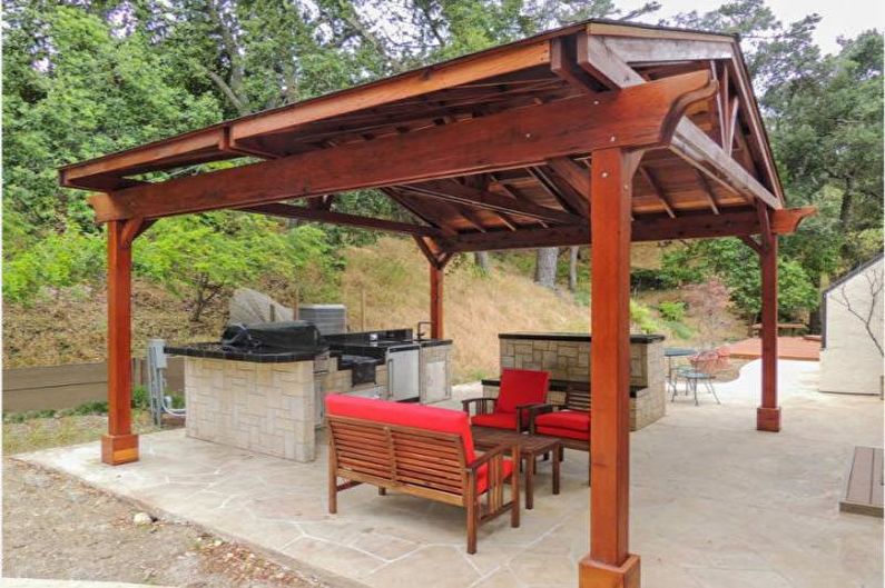 Gazebos với thịt nướng, bếp hoặc thịt nướng - Các loại gazebos