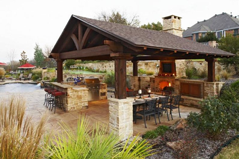 Gazebos avec barbecue, poêle ou barbecue - Préparation pour la construction