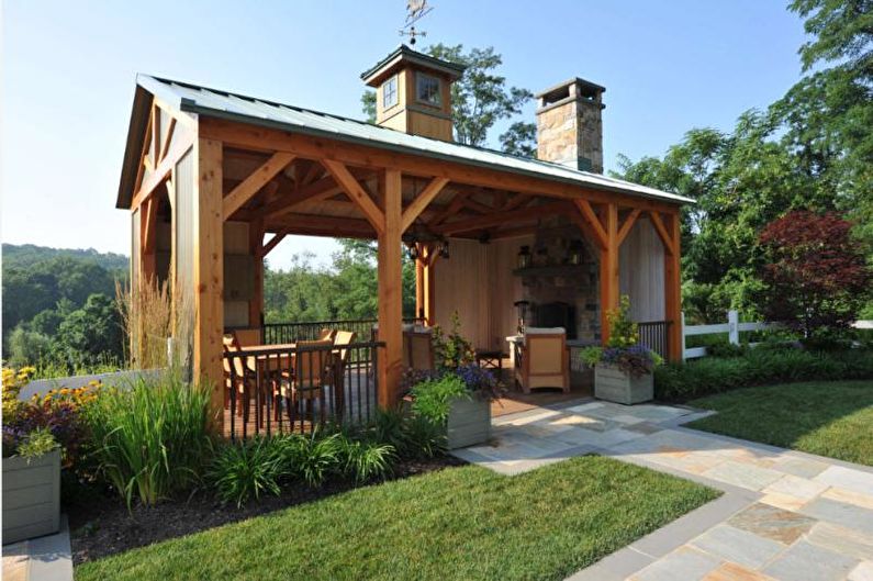 Pergolas avec barbecue, poêle ou barbecue - photo