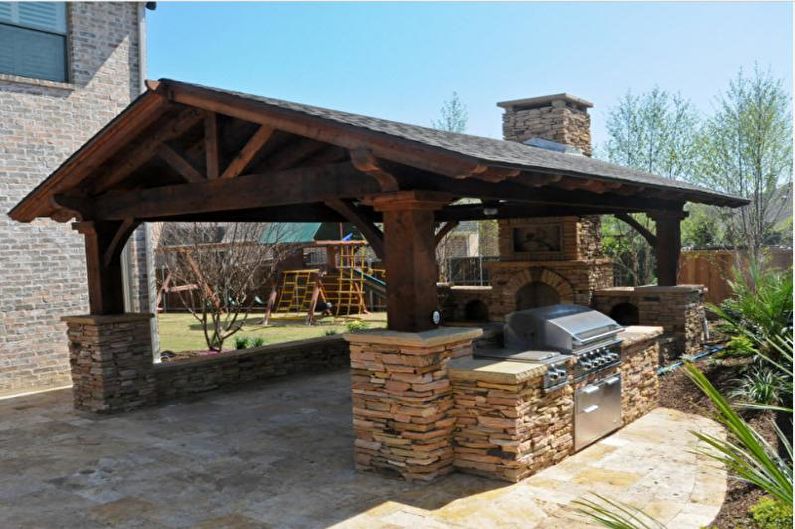 Pergolas avec barbecue, poêle ou barbecue - photo