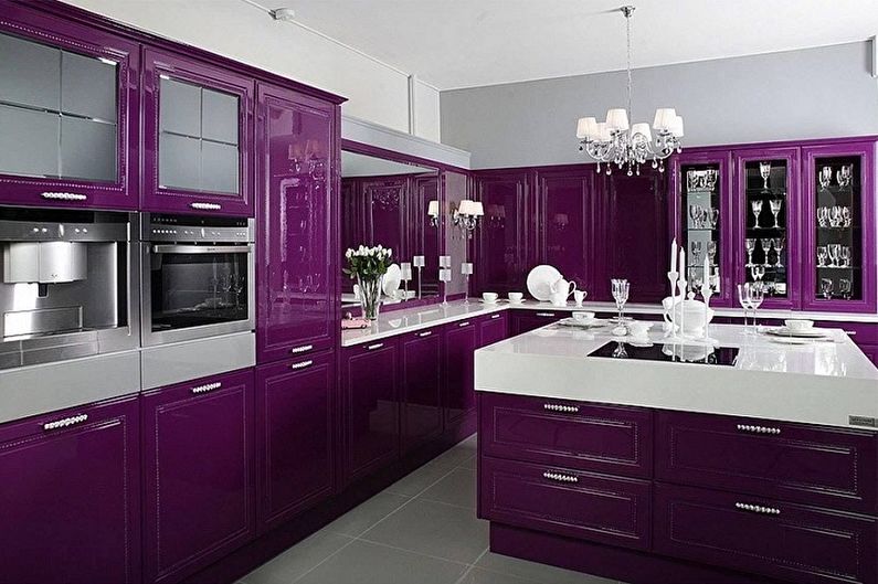 Cucina viola: idee di design (80 foto)