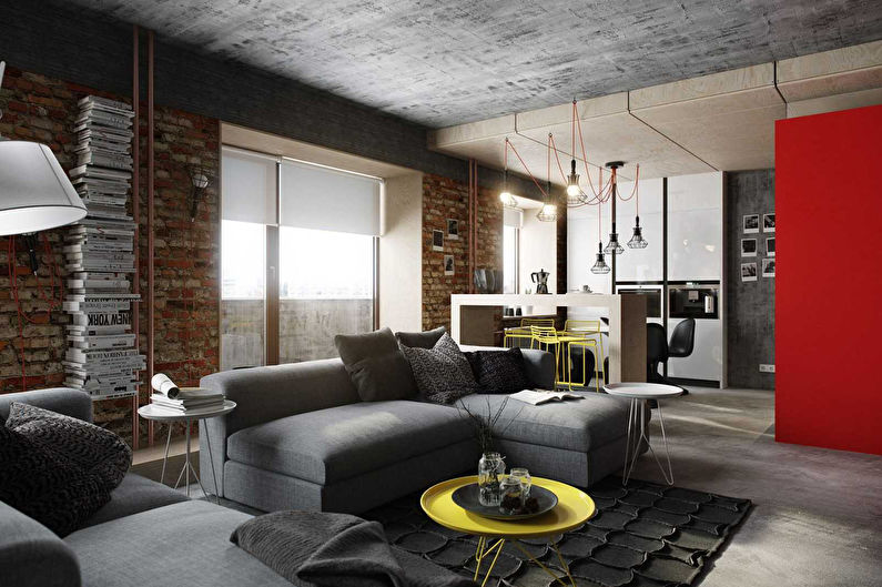 Loft style living room design