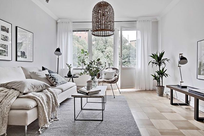 Ang disenyo ng estilo ng living room ng Scandinavia