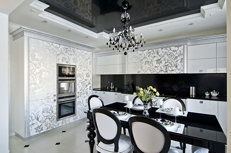 Stretch ceilings in the kitchen - photo