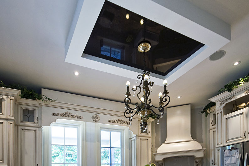 Stretch ceilings in the kitchen - photo