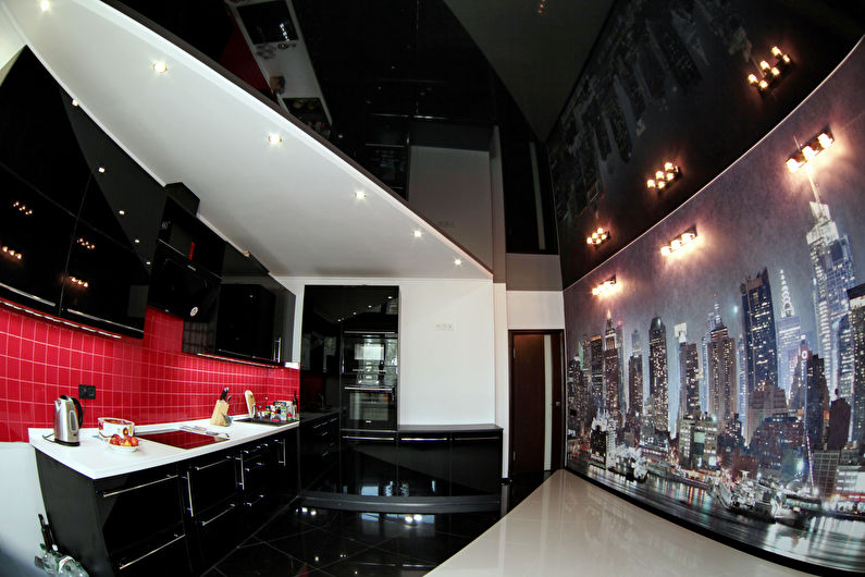 Stretch ceilings in the kitchen - photo