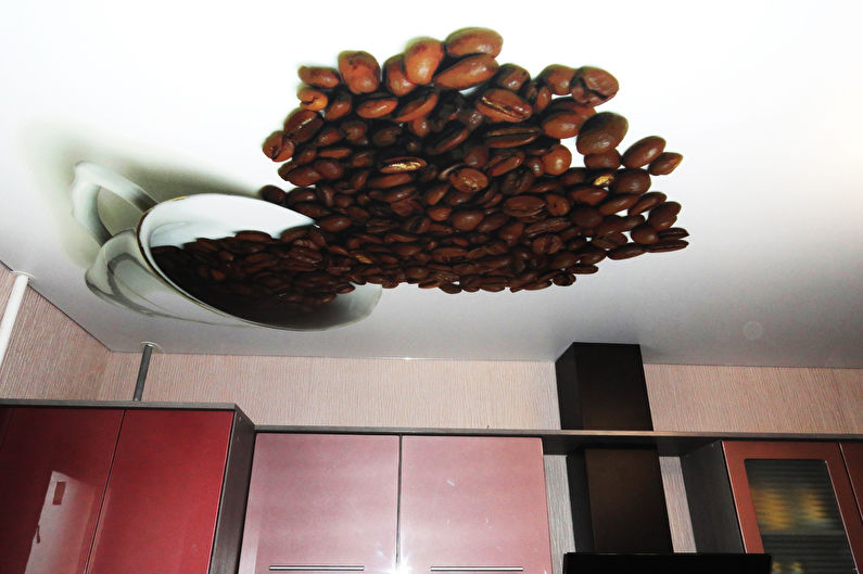 Stretch ceilings in the kitchen - photo