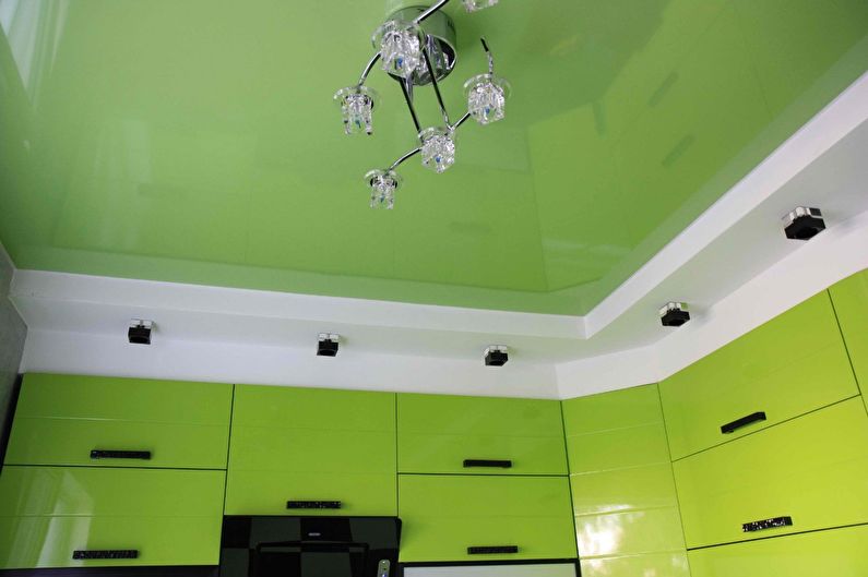 Stretch ceilings in the kitchen - photo