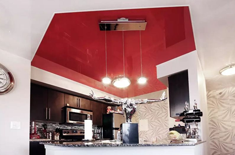 Stretch ceilings in the kitchen - photo