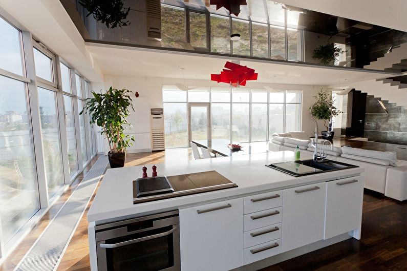 Stretch ceilings in the kitchen - photo