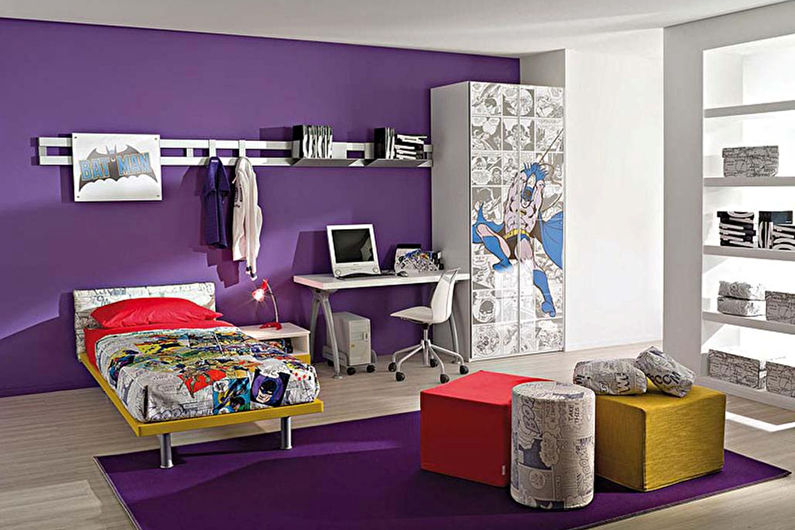 Habitació infantil porpre: disseny d’interiors