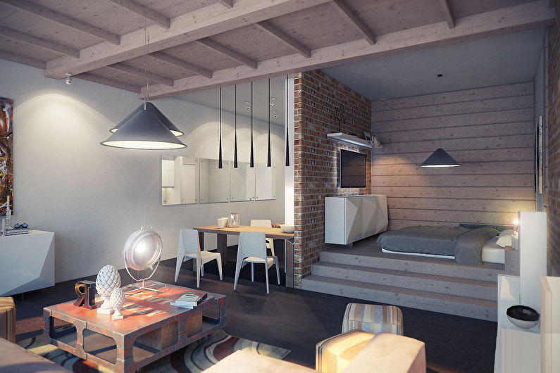 Loft dormitorio-sala de estar - Diseño de interiores