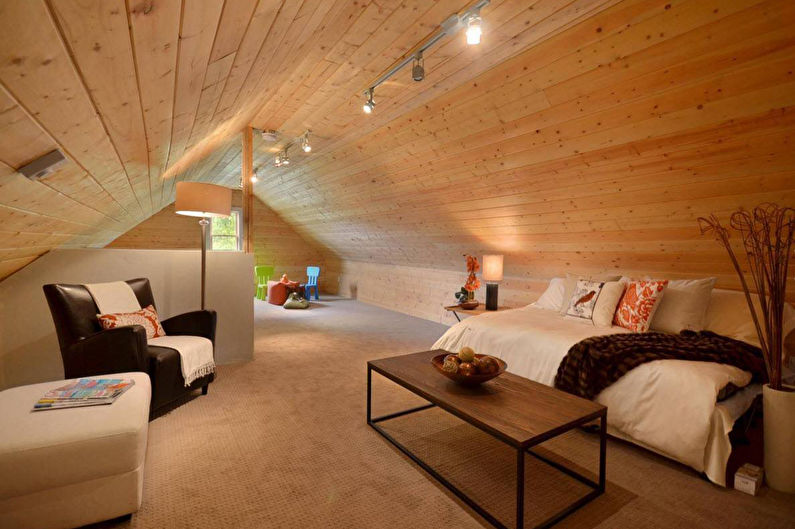 Attic living room interior design - photo