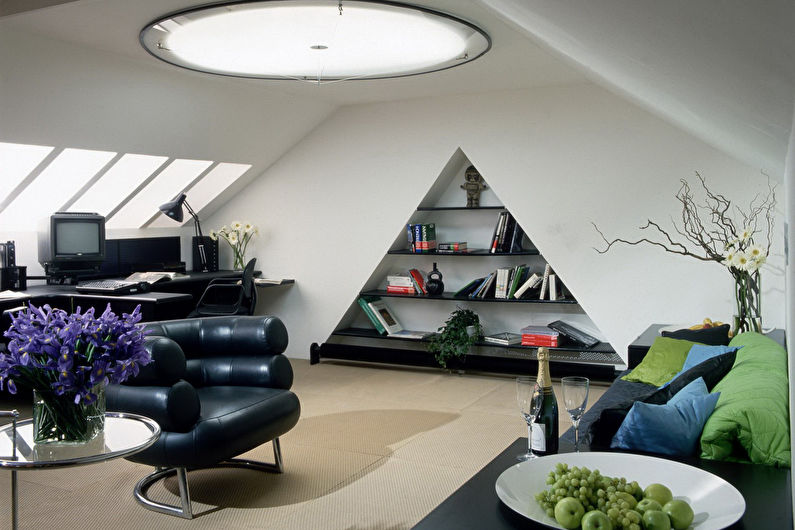 Attic living room interior design - photo