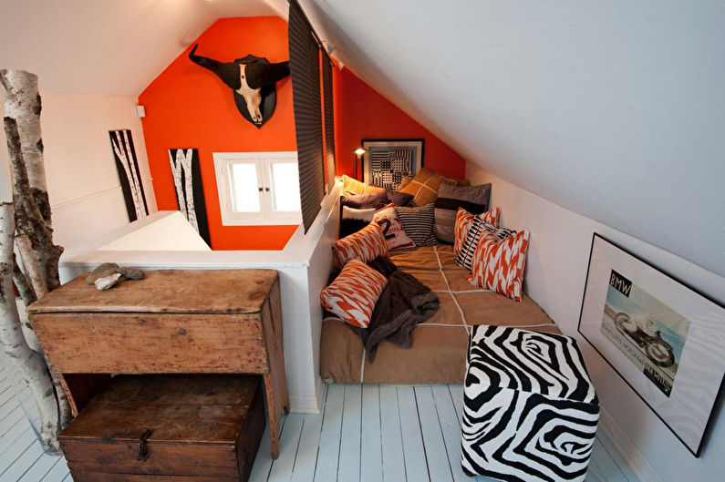 Attic bedroom interior design - photo