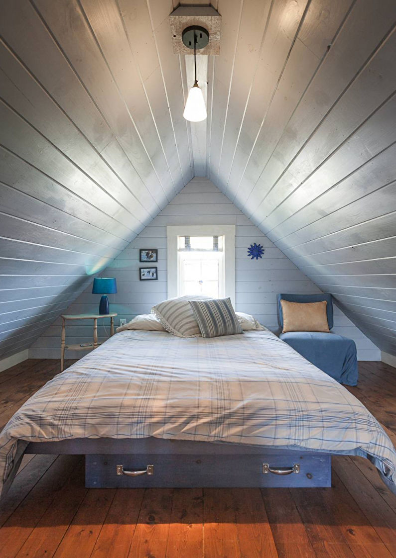 Attic bedroom interior design - photo