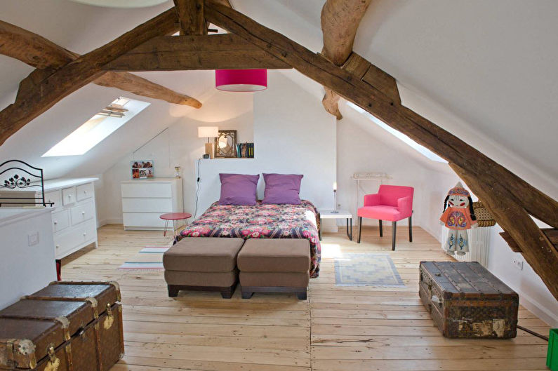 Interior design of a children's room in the attic - photo