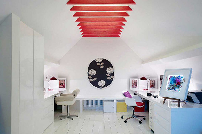 Interior design of an attic office - photo