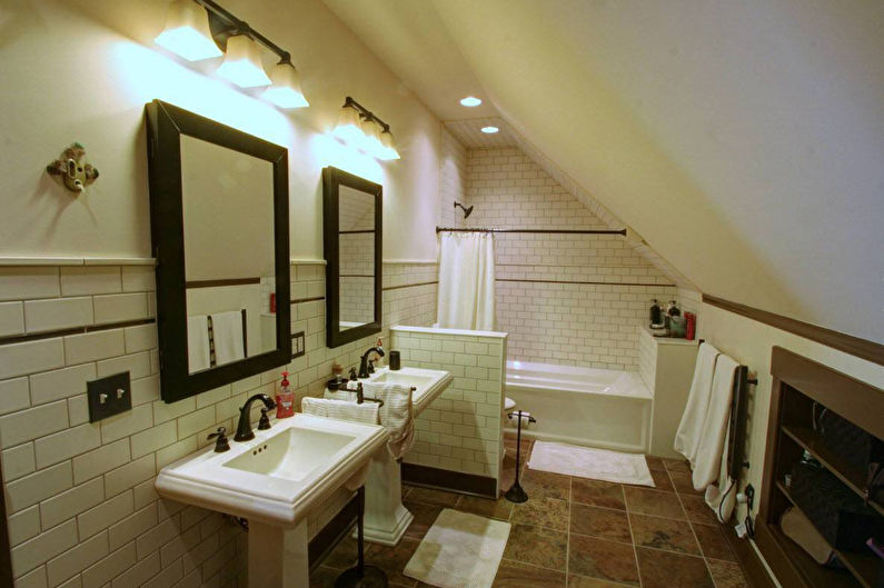 Attic bathroom interior design - photo