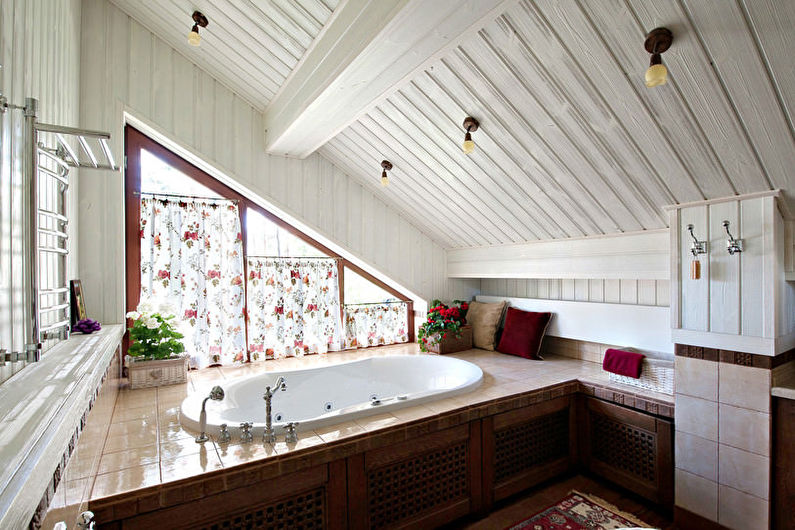 Attic bathroom interior design - photo