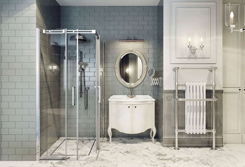 Baño clásico gris - Diseño de interiores