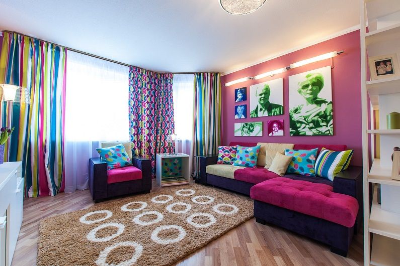 Obývací pokoj 16 m² ve stylu pop art - interiérový design